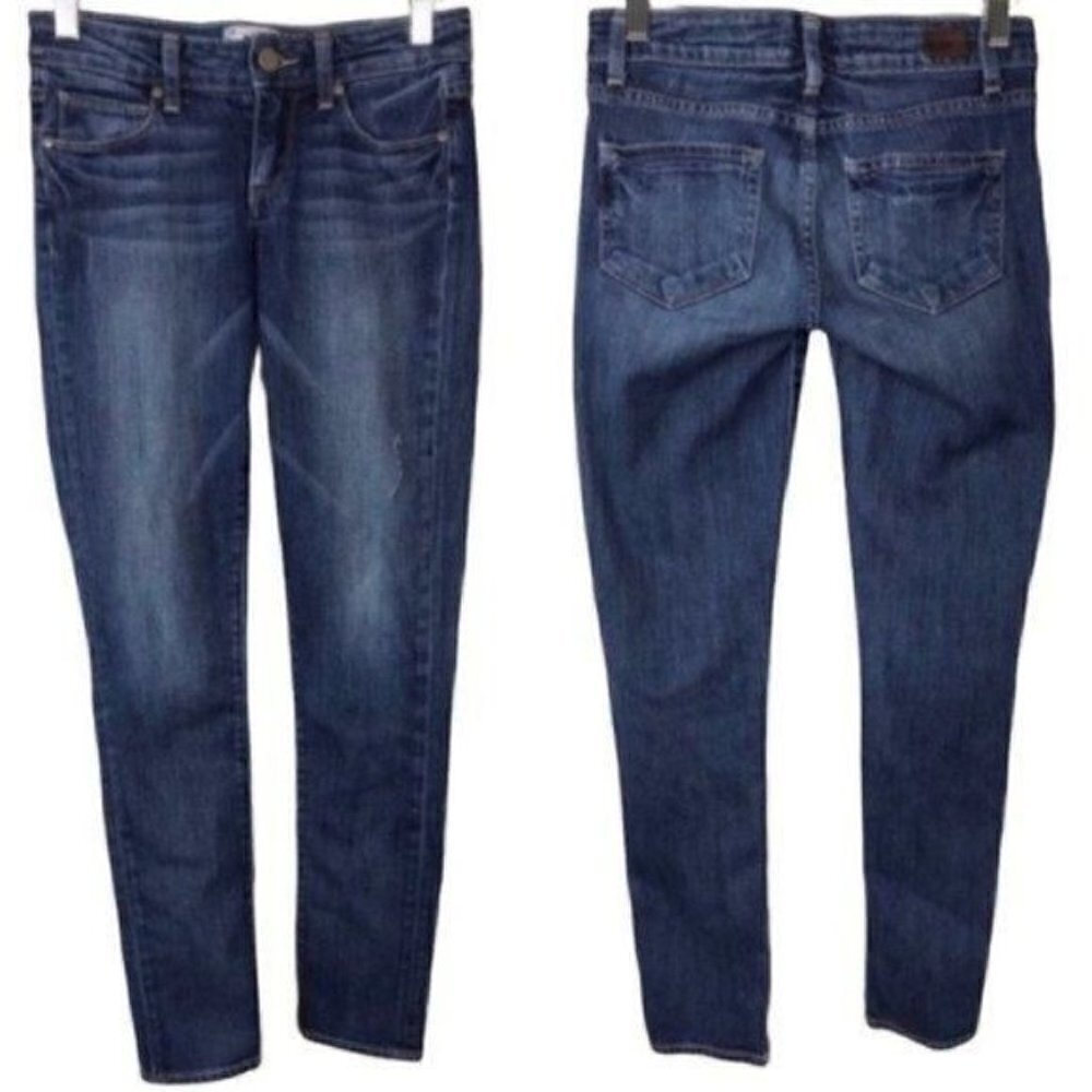 Paige skyline ankle peg distressed blue jeans size 23